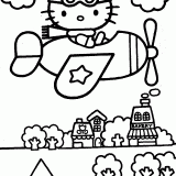 Kitty-flies-over-the-city-coloring-page